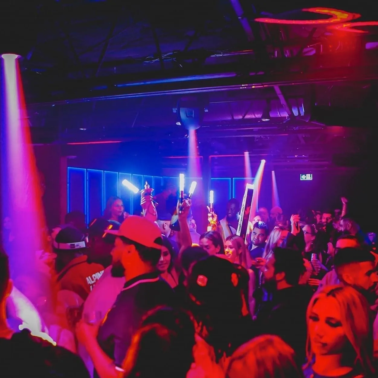 Ultraviolet crowd on a club night
